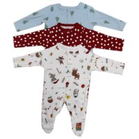 NX604: Baby Christmas 3 pack Cotton Sleepsuits (0-24 Months)